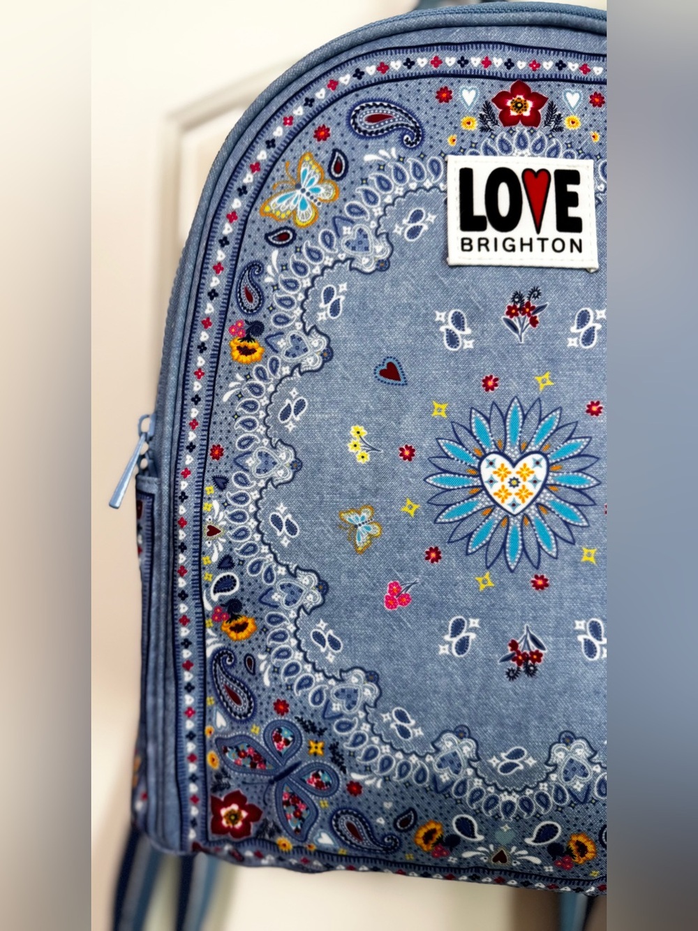 Brighton Bandana Love Backpack Blue Paisley Butterfly Print Mini Backpack - Picture 4 of 16